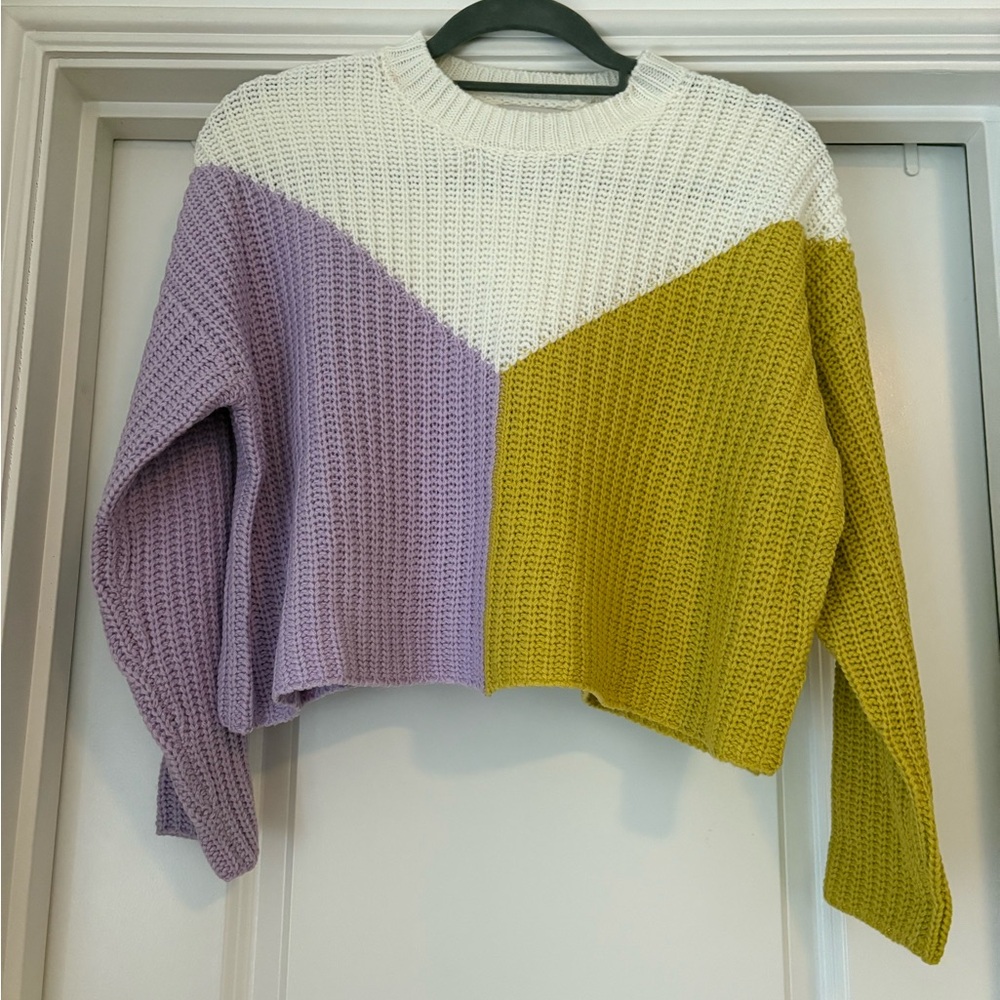 Sincerely Jules Colorblock Sweater - Cream, Purple, and Yellow